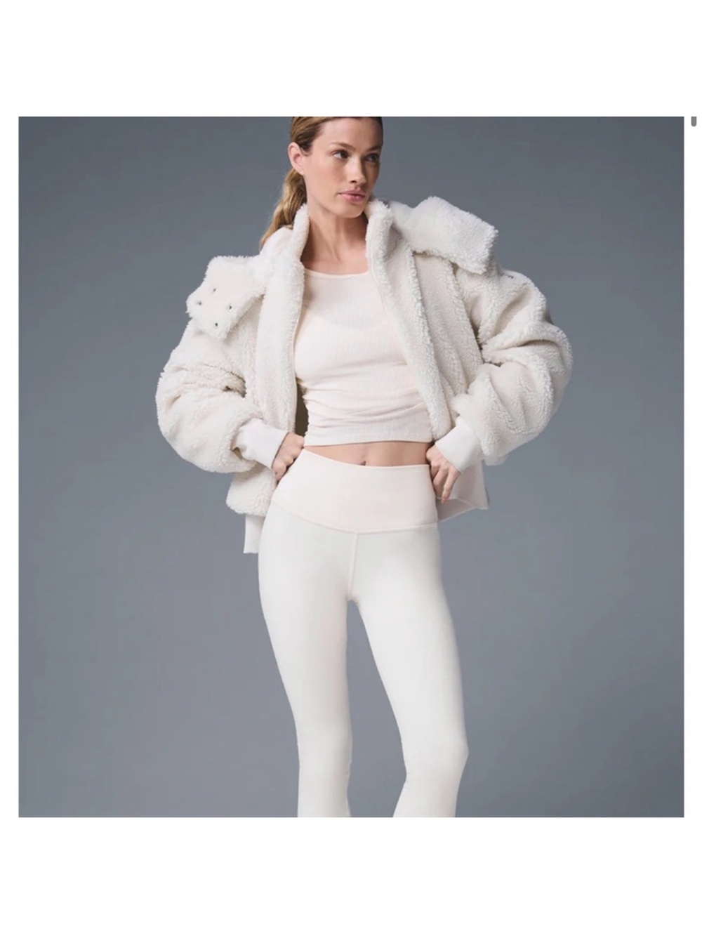 ALO‎ Yoga Cream Sherpa Bomber Jacket